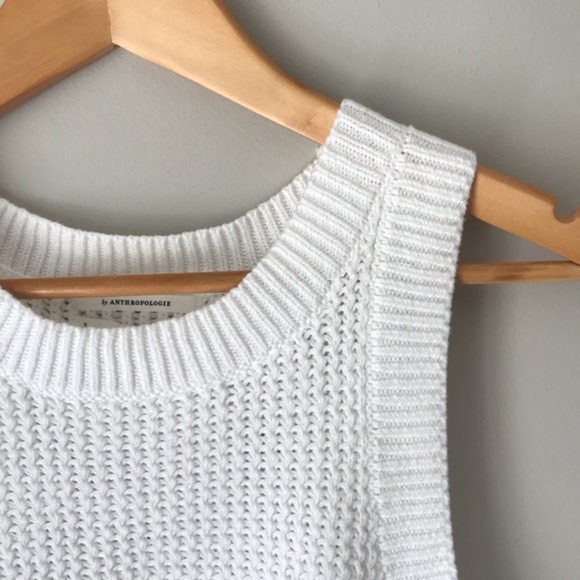Anthropologie Quinn Textured Sleeveless Open Knit White Sweater - Picture 5 of 6